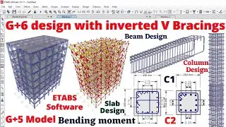 Complete building design with inverted V bracings in etabs software | civil | structural design |