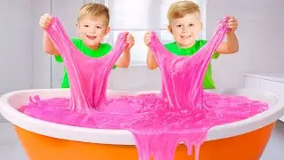 Oliver & Friends Make GIANT Slime at Home! 🌈