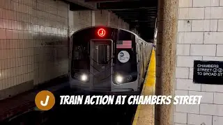 NYC Subway: Short (J) Train Action At Chambers Street