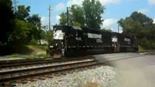 Power for NS's Duluth Local,NS GM/EMD GP50 7032 and NS GM/EMD GP60 7121,Main Street,Duluth,GA