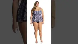 24th & Ocean Plus Size All Tiled Up Flyaway Tankini Top | SwimOutlet.com