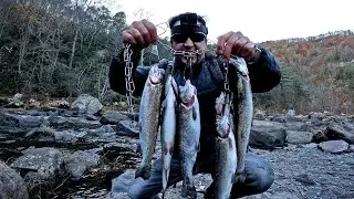 Dia de Pesca de Truchas Arco&iacute;ris, en un hermoso rio de Virginia.