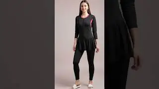 N-Gal Black Full Coverage Zipper Swimsuit Try On | One Piece Swimwear For Women #shorts  *NBPS07