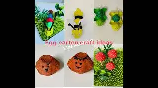 5 Easy egg carton craft ideas. Turtle 🐢, bee 🐝, mushrooms 🍄,caterpillar 🐛,Halloween treat 📦🎃