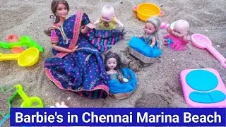 Barbie's in Chennai Marina Beach/ Barbie's Enjoying with Beach Kit/ Barbie Stories Tamil/ Barbie