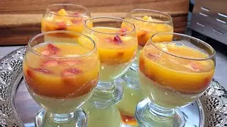 تحلية بالفلان والبرتقال منعشة ولذيذة (Refreshing and delicious orange juice dessert)