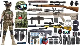 Special police weapon toy gun set unboxing, UZI submachine gun,M-200, 98K, M14, AMR,MSR sniper rifle