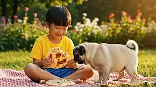 Kid is Eating Chapati with dog Part 1