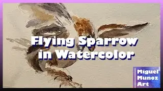 Flying Sparrow in Watercolor
