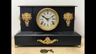 Antique Cast Iron Ansonia Hammer on Coil Chime Mantel Clock | Item#  2359 - Adelaide Clocks