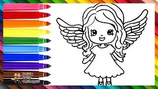 Draw and Color a Cute Angel 👼🌟🌈 Christmas Drawings for Kids