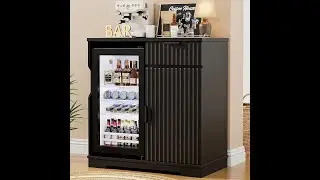 Aura Home Fluted Wine Bar Cabinet with Fridge (Fridge Included), 47