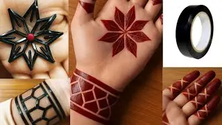 Easy And Beautiful Heena Design|Cello Tape Mehndi Design Simple|Front Hand Mehndi Design Unique