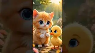 Kitten & duckling adventure #kitten #duck #shorts #ytshorts