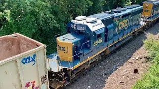 Duo SD40s Leading CSX Y102 with SD40E3 1712 & Ex-Conrail SD40-2 8846!