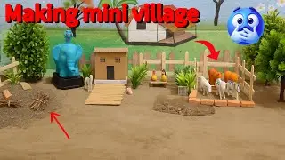 Making mini village diorama | Adding different types of animal - statue - grass - tree || #popular