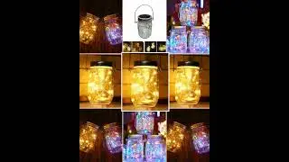 CRONY Solar Mosaic Hanging Light 20 Leds Waterproof Outdoor Copper Wire String Solar Garden Mason...