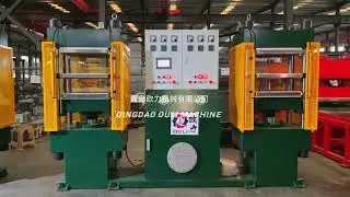 Double working station rubber press machine testing video