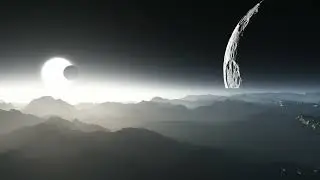 flying over alien planet and looking at the beautiful alien landscape