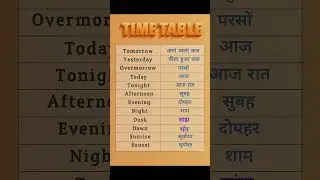 🕒 English to Hindi Time Vocabulary &ndash; Learn Time Words Easily! ⏰