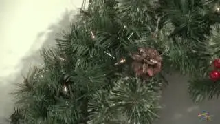 24 in. Classic Pine Pre-lit Wreath with Berries and Pine Cones - Product Review Video