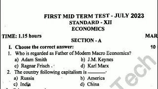 12TH STD ECONOMIC FIRSTMIDTERM TEST-2023 OFFICIALORIGINAL QUESTIONPAPER II 12THSTD ECONOMIC QUESTION