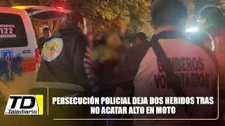 Persecución policial deja dos heridos tras no acatar alto en moto