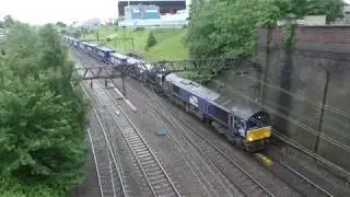 (HD) DRS 66421 & 66425 Depart Crewe Basford Hall working 4S43 - 10/6/17