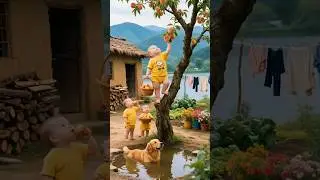 Adorable AI-Generated Babies Picking Peaches | Cutest Village Life Scene!viral baby video