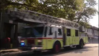 Newark NJ Fire Department Spare Ladder 5, Battalion and Spare Ladder 11 Responding on Lyons Ave