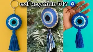 Evil eye keychain DIY 🧿🧿 using thread 🧵🧵#viral #evil #handmade 