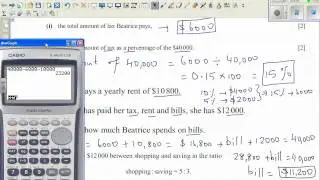 Finding percentage, sharing in a ratio and finding the original amount