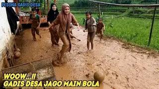 SERU...!!? Nostalgia Bersama Gadis Desa, Suasana Kampung Saat Turun Hujan || Pedesaan Sunda