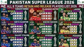 PSL 2026- All PSL Teams Final Retained & Released Players List | Retention | PSL 2026 All Team Squad