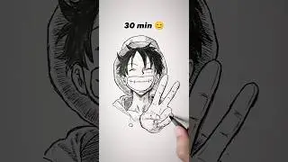 How to Draw Luffy in 1hr 😳 #shorts #anime #drawing