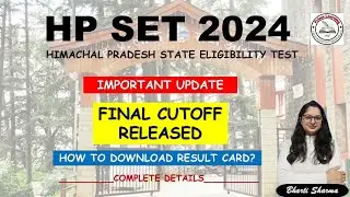 HP SET 2024 Official CUT-OFF Released | Life Sciences | Himachal Pradesh SET 2024