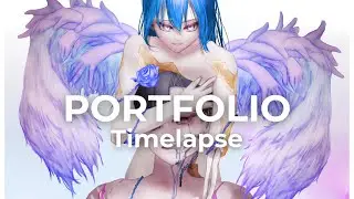 Digital Art Process | ปก Portfolio🎨 Speed Paint | PAINT TOOL SAI