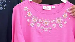 Quacker Factory Forget Me Not Beaded Bateau Long Sleeve Top on QVC