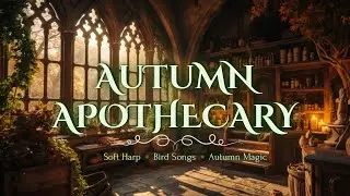 Cozy Autumn Apothecary Ambience | Soft Harp, Candle and Birds | Relax Study Read