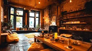 Warm Caf&eacute; Fireplace Jazz ❄️ Uplifting Instrumental Music for Winter Vibes 1