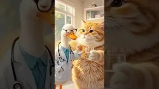 Doctor Duck Treats Patient Cat | Funny Animal Hospital Short...