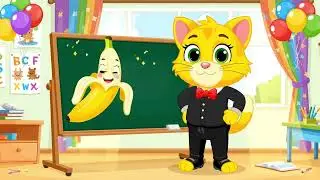 Learn Fruits with Cat Teacher| Kids Cartoon Learning Video #cartoonshort #cartoonforkids