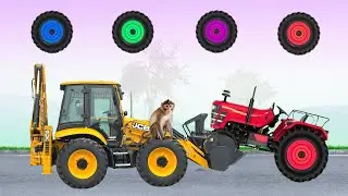 CORRECTLY GUESS THE TRACTOR WHEEL - Monkey Nana the JCB Tractor Excavator