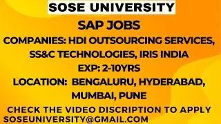 SAP Job openings for  HDI Outsourcing Services,  SS&C Technologies, Iris India