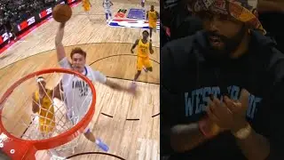 Cooper Flagg first bucket in NBA is huge dunk off steal and Kyrie was loving it