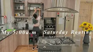 My 5:00 a.m Saturday Routine. Grocery Restock||Working On The Weekends||Lazy Day at Home