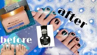 Best foot scrub for soft feet/watch me scrubs and polish my nail. The result is🔥