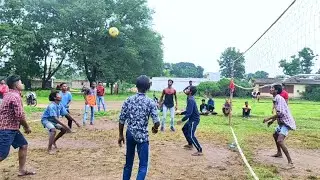 Village volleyball best performance. Children vs Man  tournament match in Jharkhand oraon people