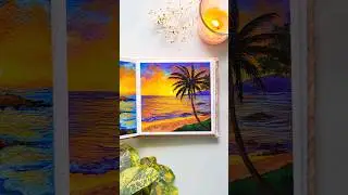 Sunset at Beach Painting ✨️🧡 #art #artshorts #acrylicpainting #beach #sunsetlove #landscapeart