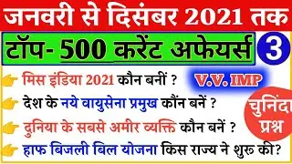 Current Affairs 2021 with details: Top 500 Current Affairs 2021 in hindi Part-2| January to December